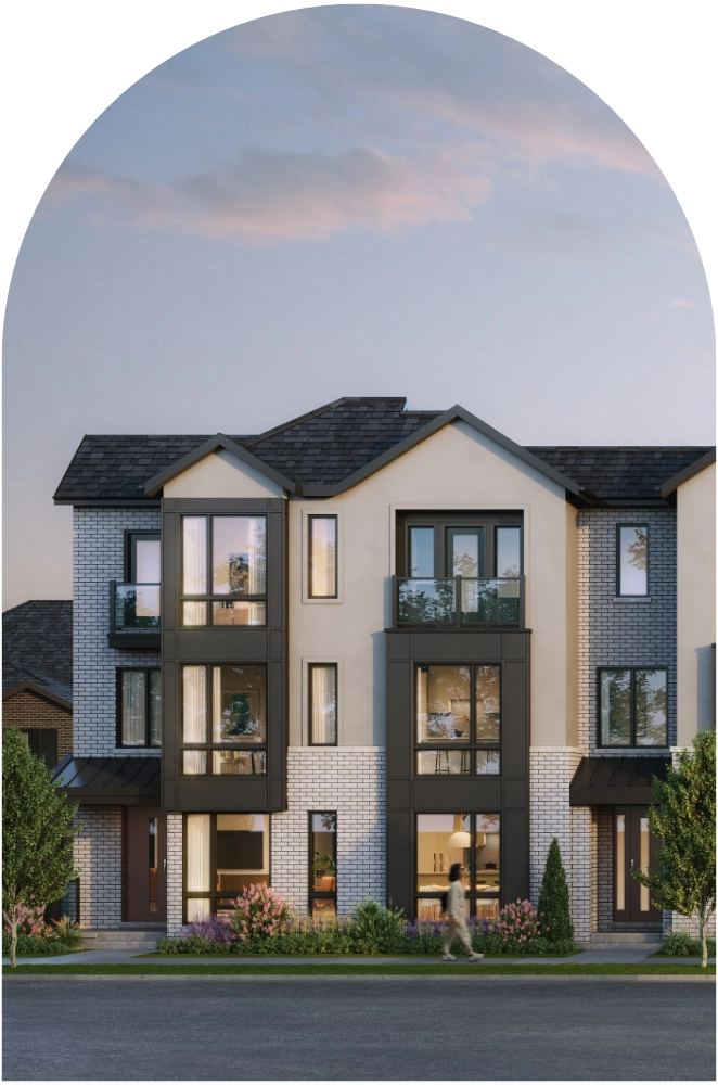 Union Glen freehold townhomes at dusk